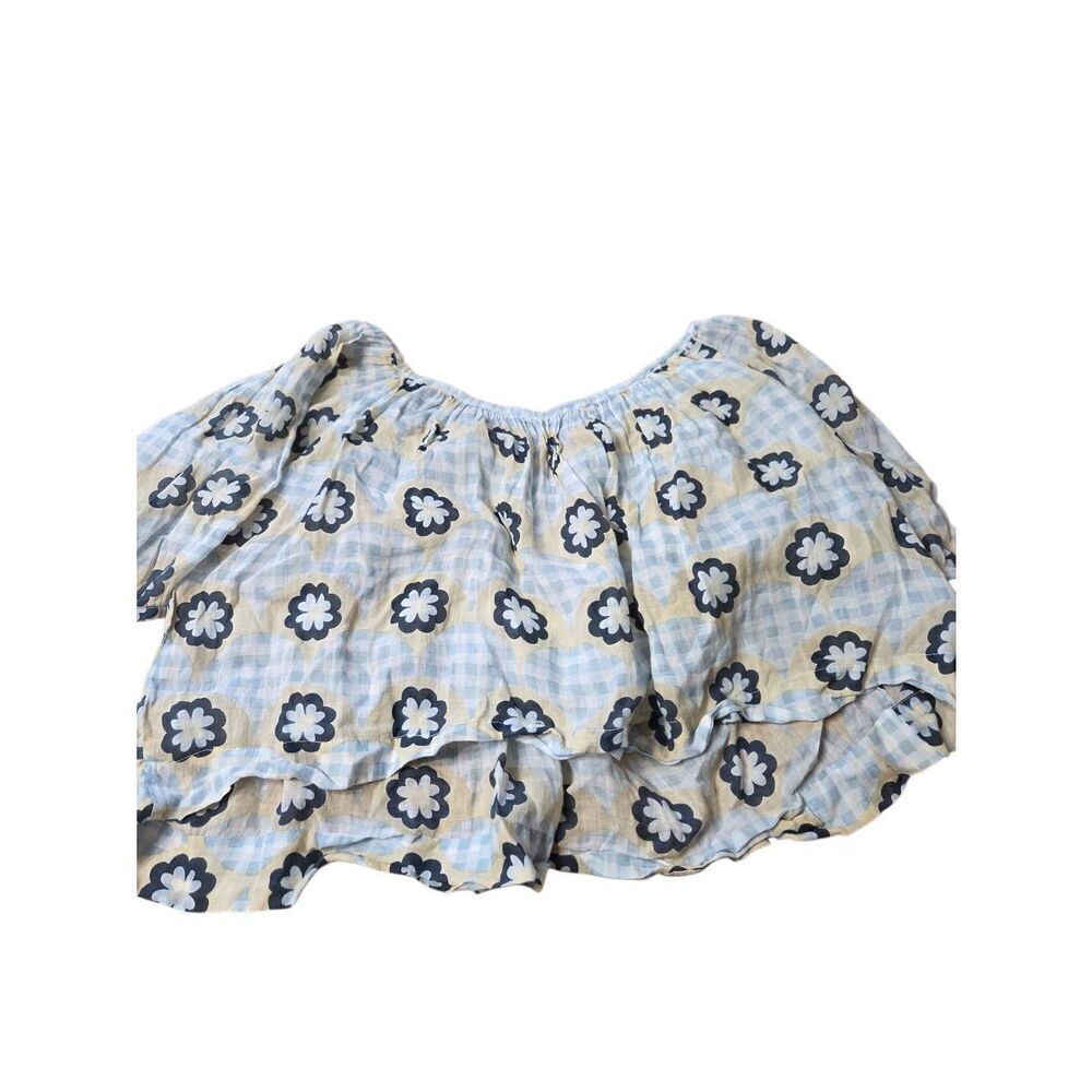 Innika Choo blue&yellow Floral Print Blouse Top Free Size